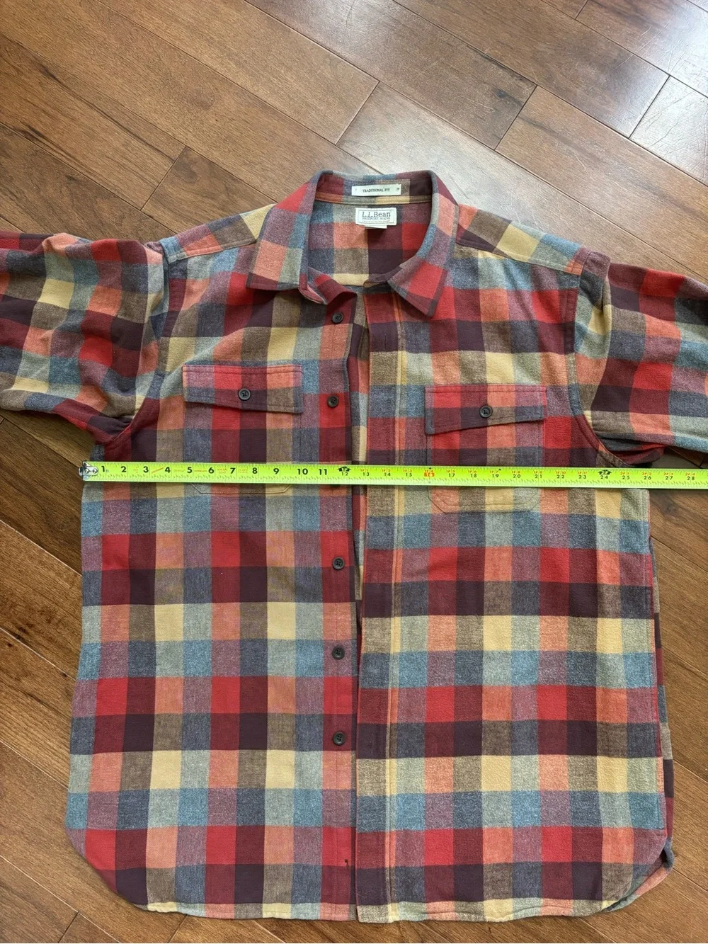 L.L. Bean Red Multi-Plaid Wool-Blend Shirt Jacket